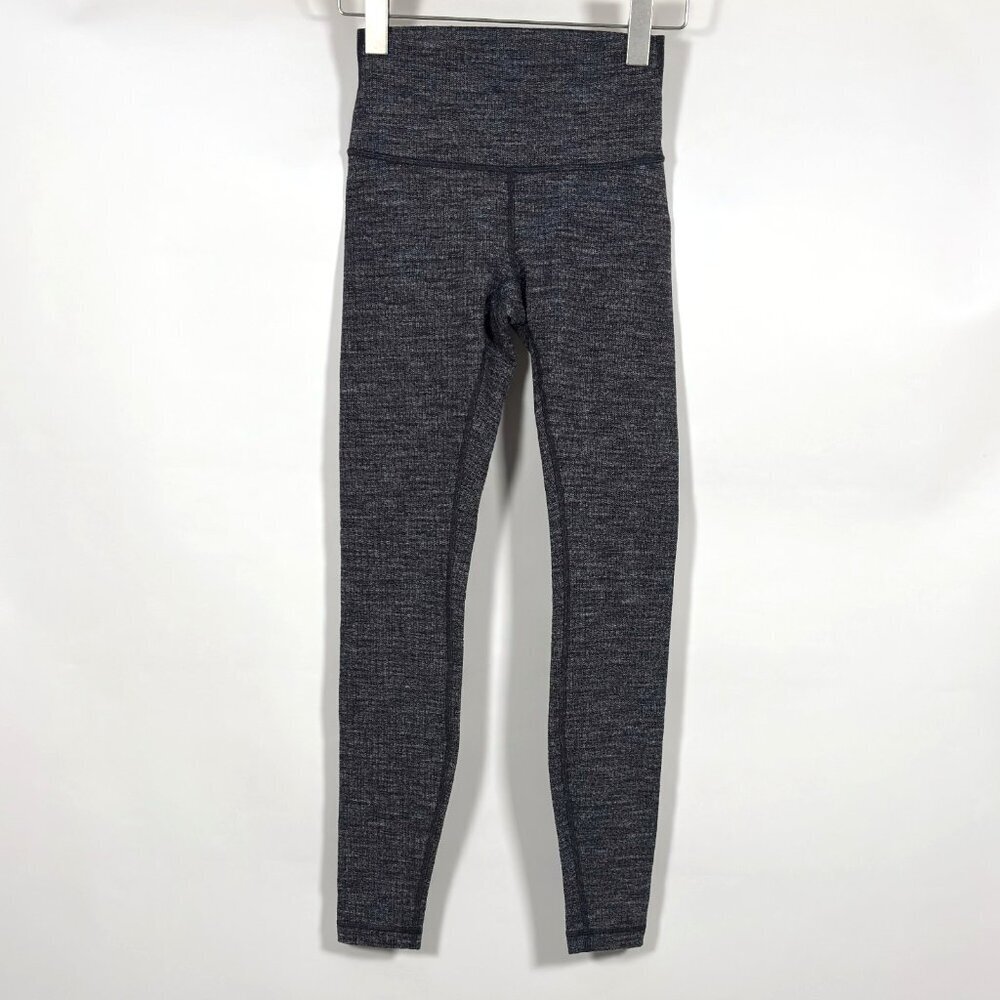 Lululemon Wunder Under High Rise Legging Size 4 Heathered Gray Black Knit Yoga - Picture 2 of 7